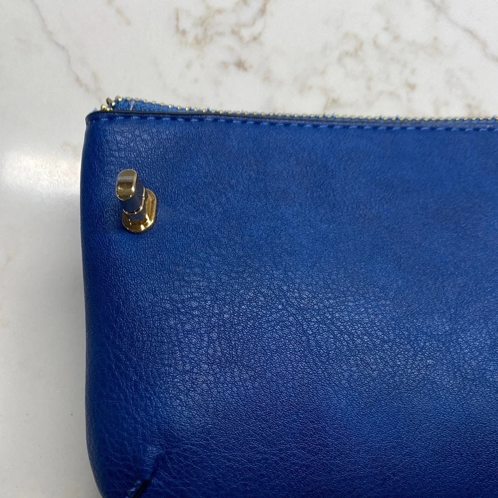 Jen & Co Crossbody Wristlet Convertible Vegan Leather Cobalt Blue 8” x 4.5”